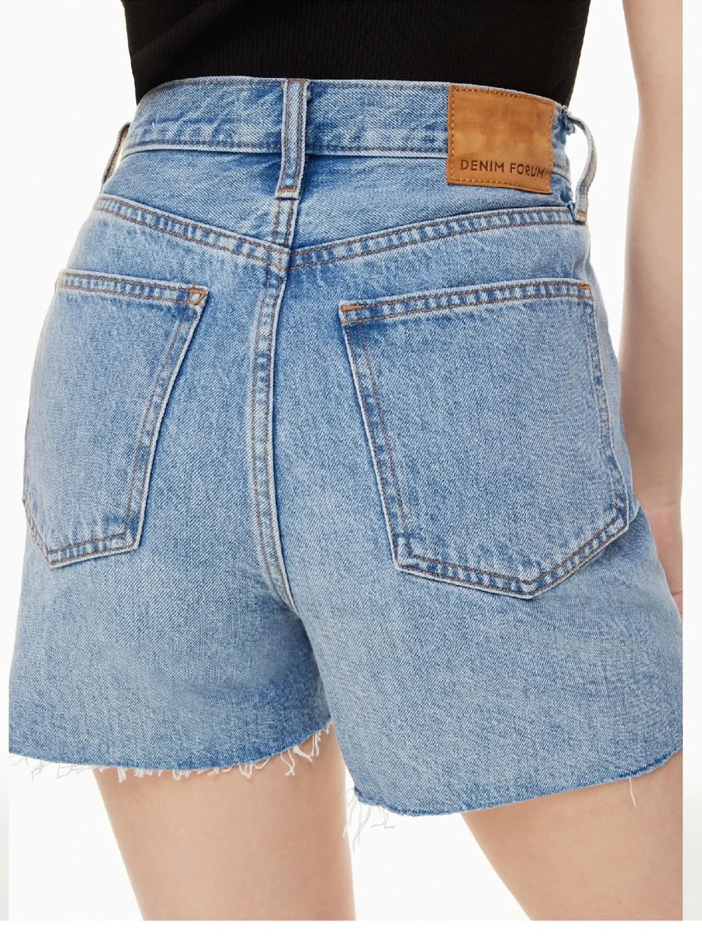 Denim Forum The Yoko Hi-Rise Mid-Thigh Denim Short 26